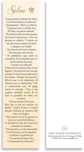 Miniatura 4 de Marcapáginas cristiano español de 8 x 2 pulgadas con versículo de la Biblia (Salmo 91) Paquetes  Marcador en Español con el Salmo 91 (paquete de 8)