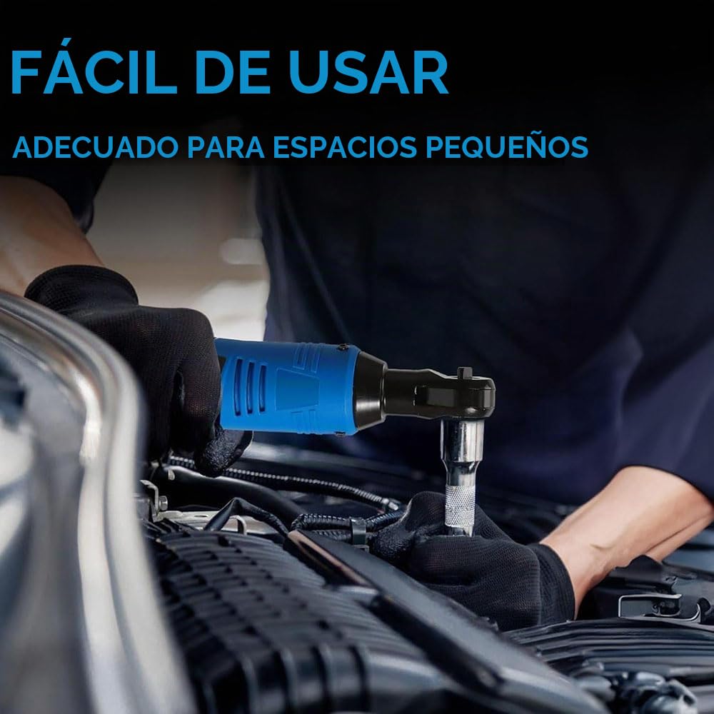 Carraca Electrica,Llave Ruedas Coche,Llaves Fijas Con Carracas,Carraca 3/8, Llave De Impacto Electrica,60 Ft-Lbs(100 Nm) 18 V,2 x 4,0 Ah Batería, 260 Rpm Velocidad Variable (Azul)