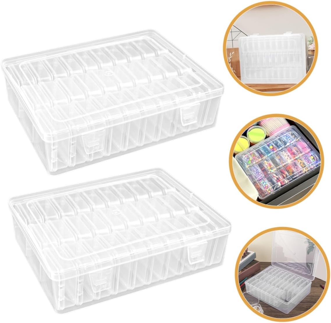 NUOBESTY Mini Clear Storage Box with Lid 8.89X6.96X2.36 Inch Small Organizer for Beads Jewelry Crafts Diy Supplies and Household Sundries
