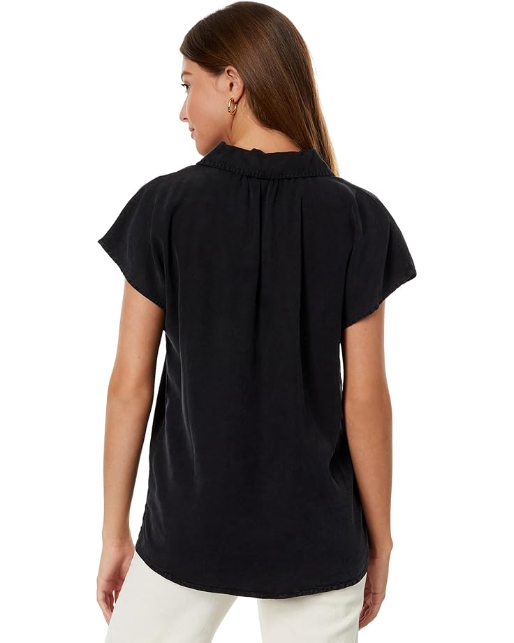 Mod-o-doc Stone Washed Tencel Short Sleeve Button-Down Hi-Lo Blouse - #2 of 4