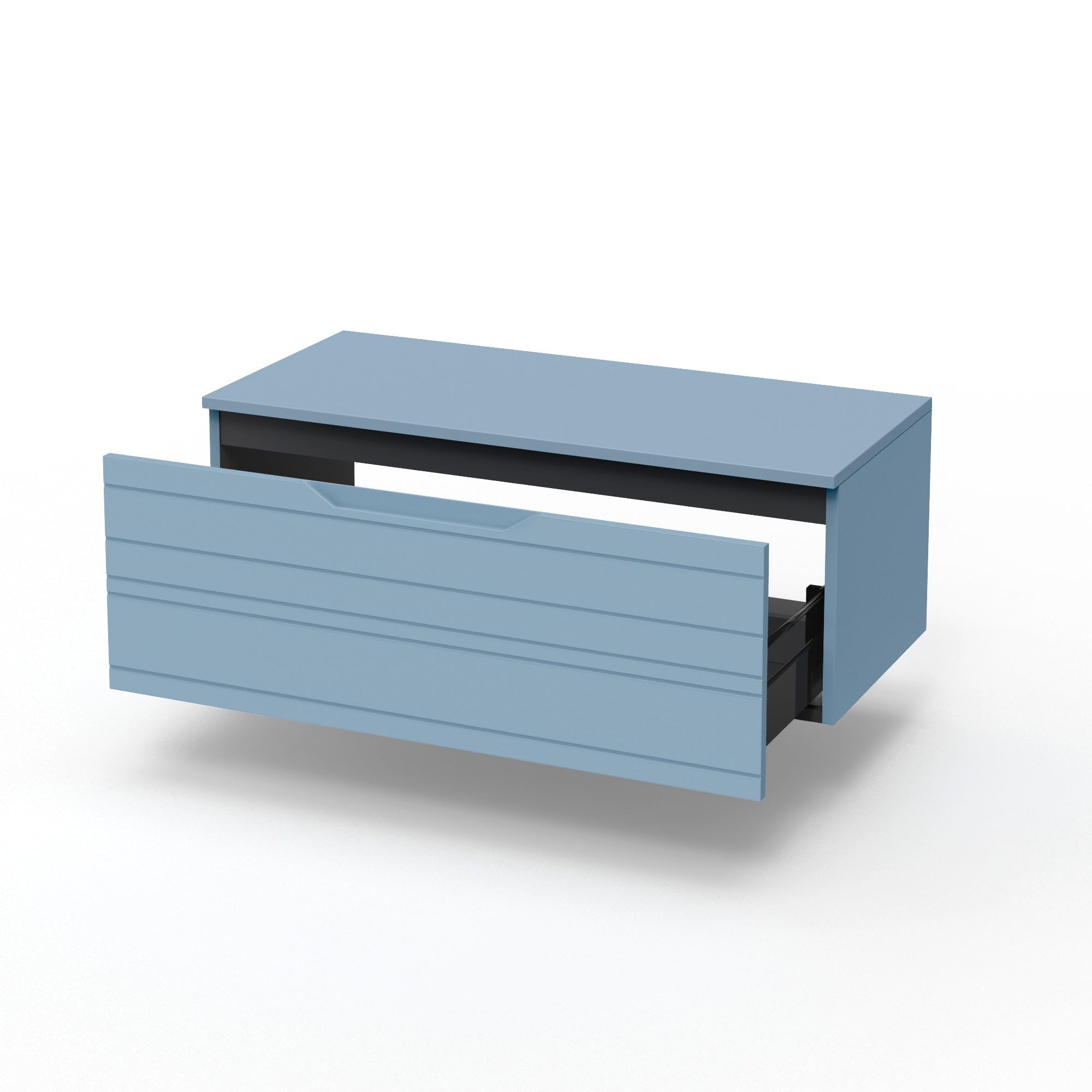 AQA DESIGN accessori casa base con top 1 cestone, frontale in MDF, finitura azzurro tiffany, top di copertura, nr1 cassetto con scorrimento e - Azzurro - 80x45x37 cm