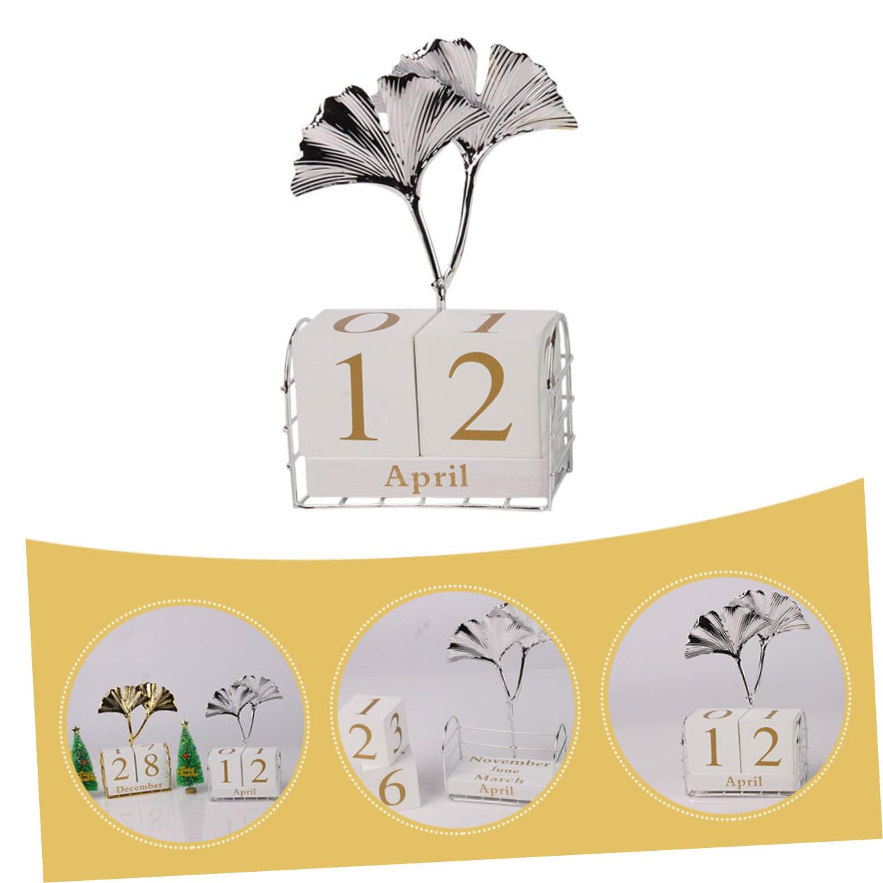 SEWACC 5 Calendarios De Escritorio Con Hojas De Ginkgo Decoración Del Hogar Calendario De Bloques De Pie Calendario De Bloques De Granja Decoración De Oficina Para Mujeres Bloques