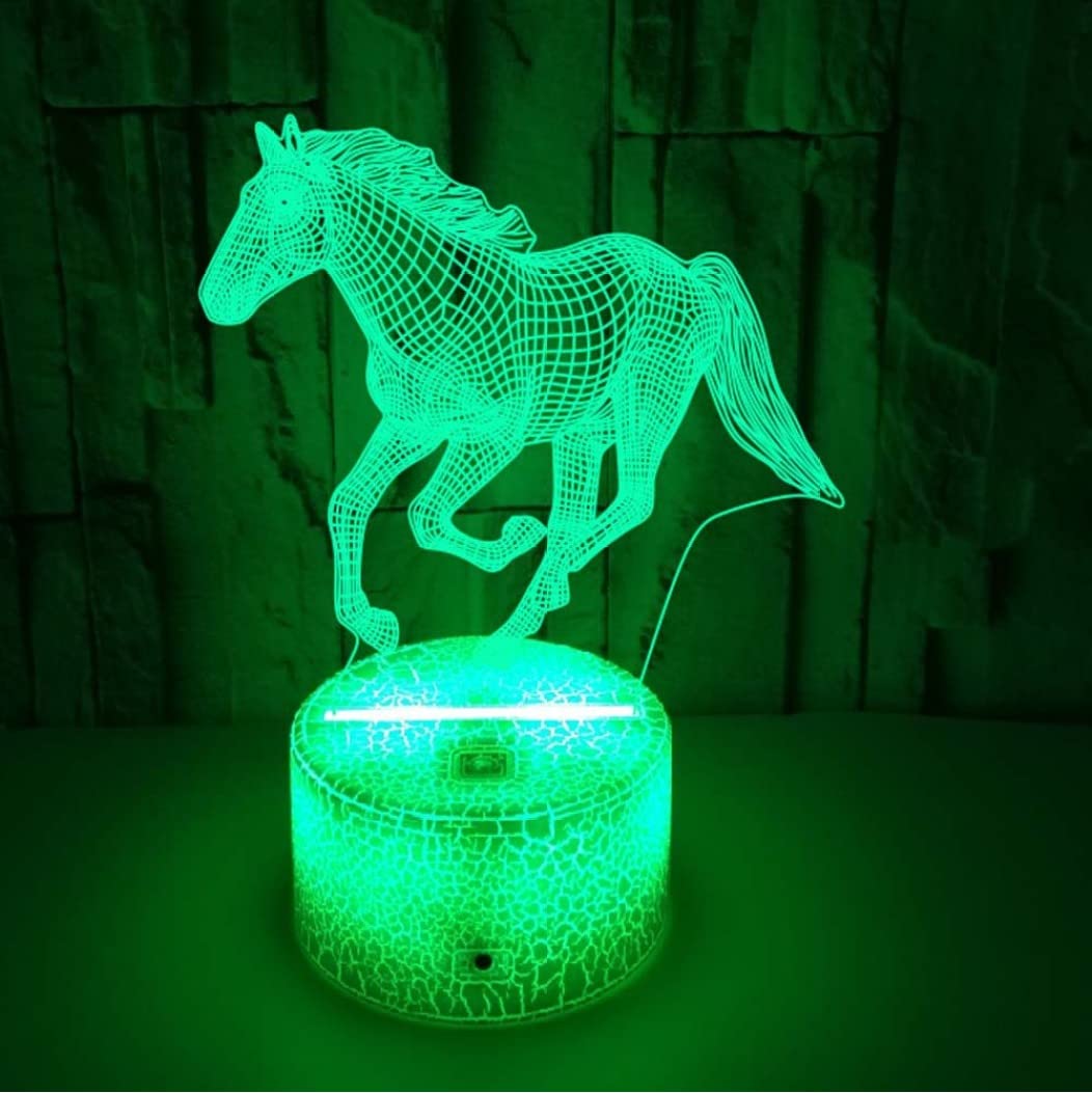 Lampe Cheval, Lampe 3D Cheval Veilleuse Enfant 16 Couleurs Graduables