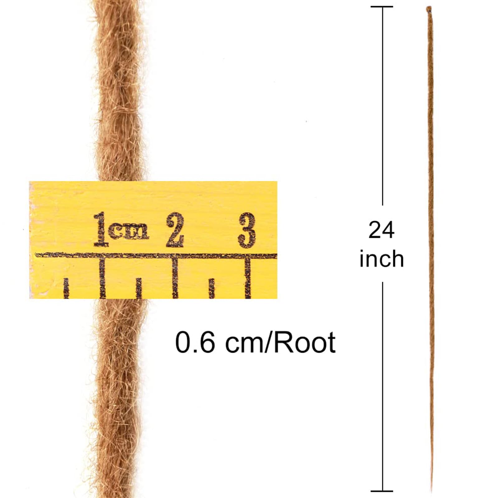 20 Strands Dreadlock Extensions 24 Inch Synthetic Hippie Single Ended Dreads Ginger 0.6 cm Width Loc Extensions Reggae Style Crochet Hair for Women (27)