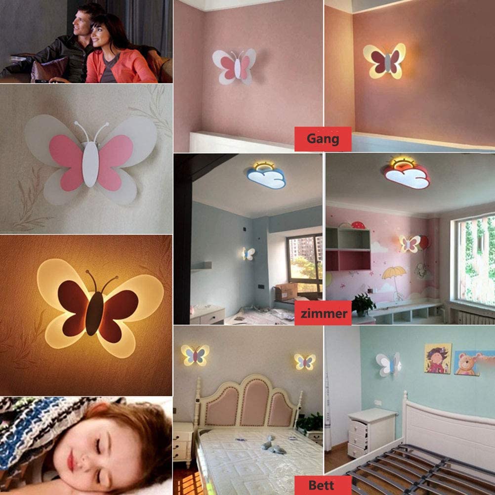 Lámpara de pared para habitación infantil Lámpara de pared de mariposa regulable con control remoto Lámpara de noche de dibujos animados Iluminación de pared decorativa moderna Lámpara para niños de