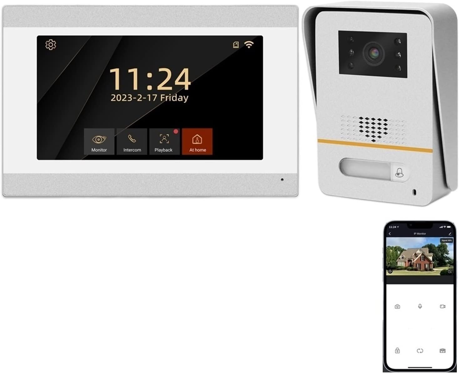 HPHPH Video Doorbell Camera, Video Intercom For Apartment 2 Wires System 7 Inch Touch Screen 1080P Tuya Smart Doorbell Talk Record,Smart Home Devices HPHPH Video Doorbell Camera, Video Intercom For Apartment 2 Wires System 7 Inch Touch Screen 1080P Tuya Smart Doorbell Talk Record,Smart Home Devices