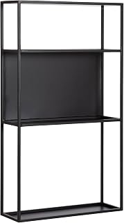 Kate and Laurel Nomi Modern Metal Bathroom Wall Shelf; 18 x 6 x 32; Black; Contemporary Sleek Tiered Metal Shelves for Wall Decor; Display; and Over-the-Toilet Storage