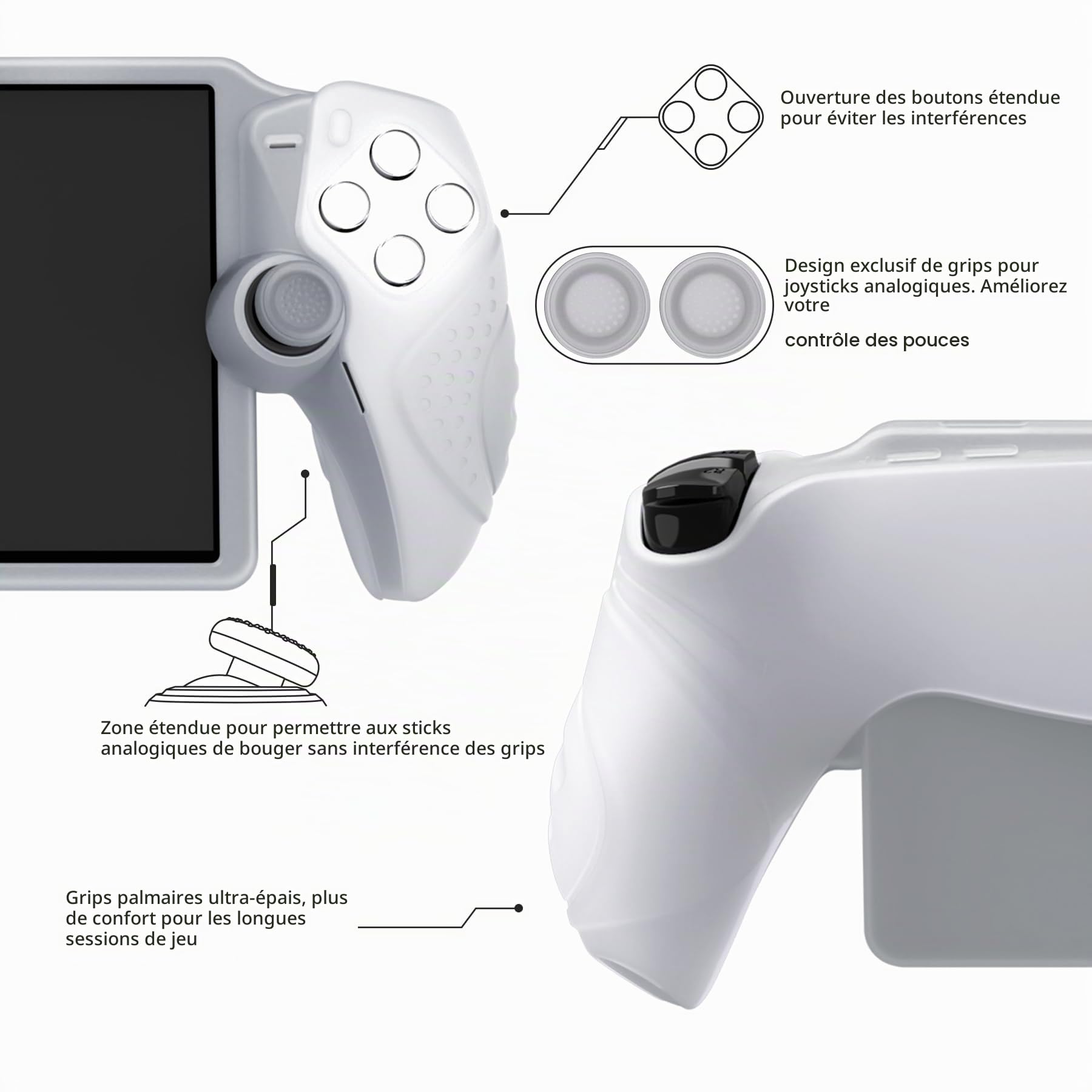 PlayVital Coque Protection pour PS Portal Accessoire avec Capuchon Joystick,Étui Housse Silicone pour PS Portal Remote Player Grip Cover Anti-Choc/Antidérapants-Blanc Transparent,Édition Guardian
