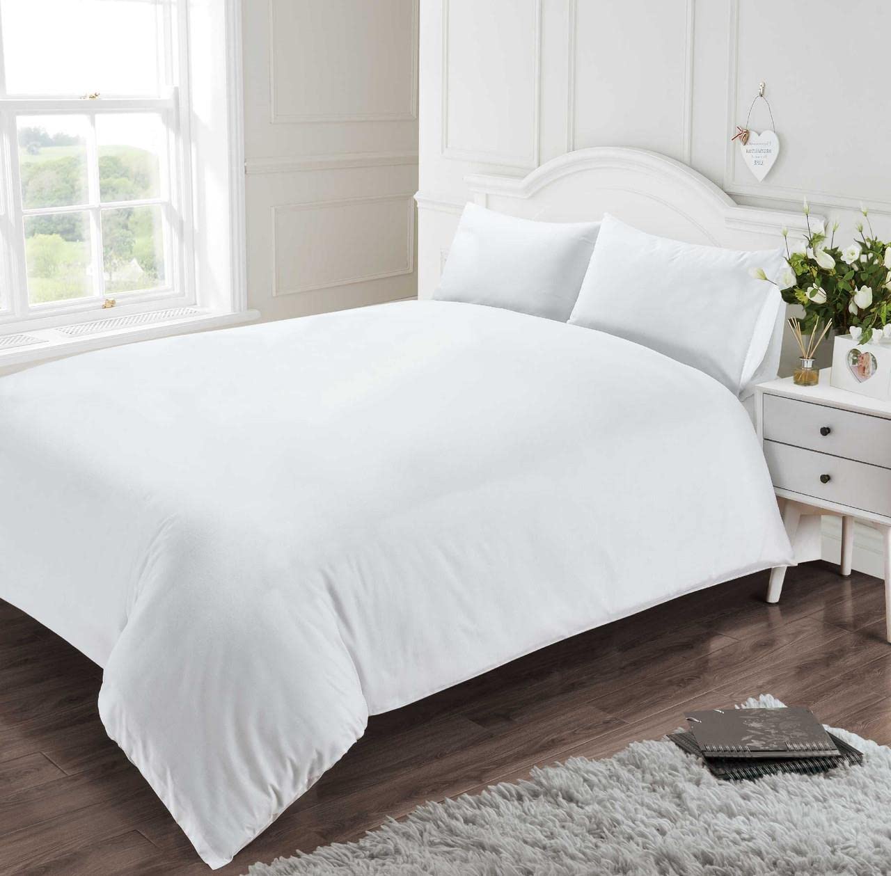 Homespace Direct 400 Thread Count 100% Egyptian Combed Cotton Duvet Cover Set White Double