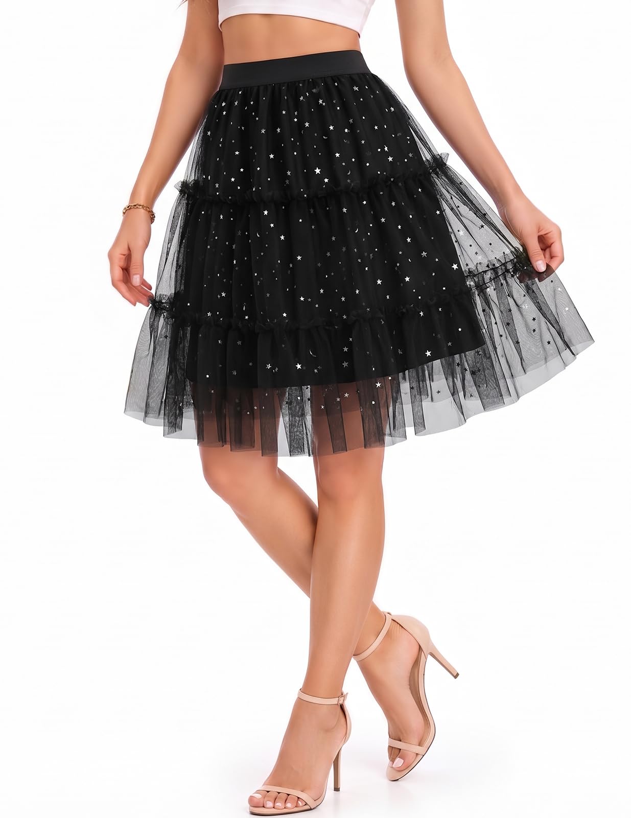 Black Tutu For Women Adults Halloween Skirt Sequin Skirt Fairy Costume M