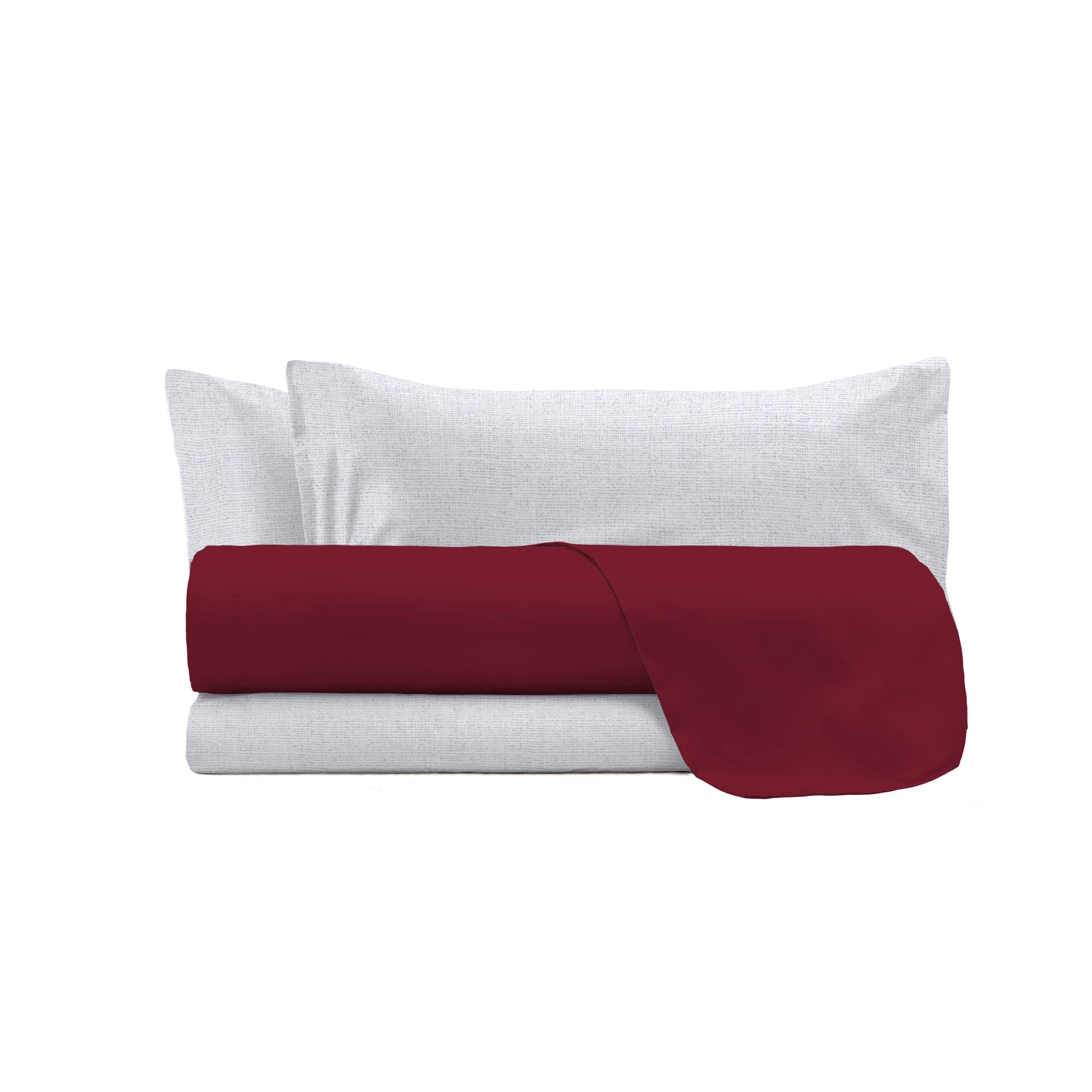 MB HOME ITALY Trendy Chic Bed Set, Burgundy, Double, Bordeaux, Queen-size bed - Image 4