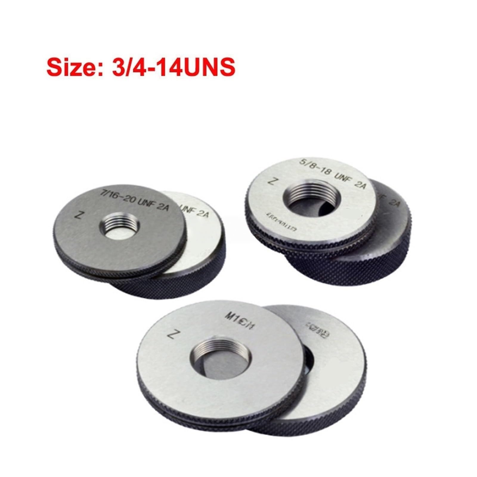 Calibre de rosca Medidor de anillo rosca 2A, medidores Go-No Go 3/4-12-14-16-18-20-24-28-32 UNC UNF, 2 unids/set(3414UNS)
