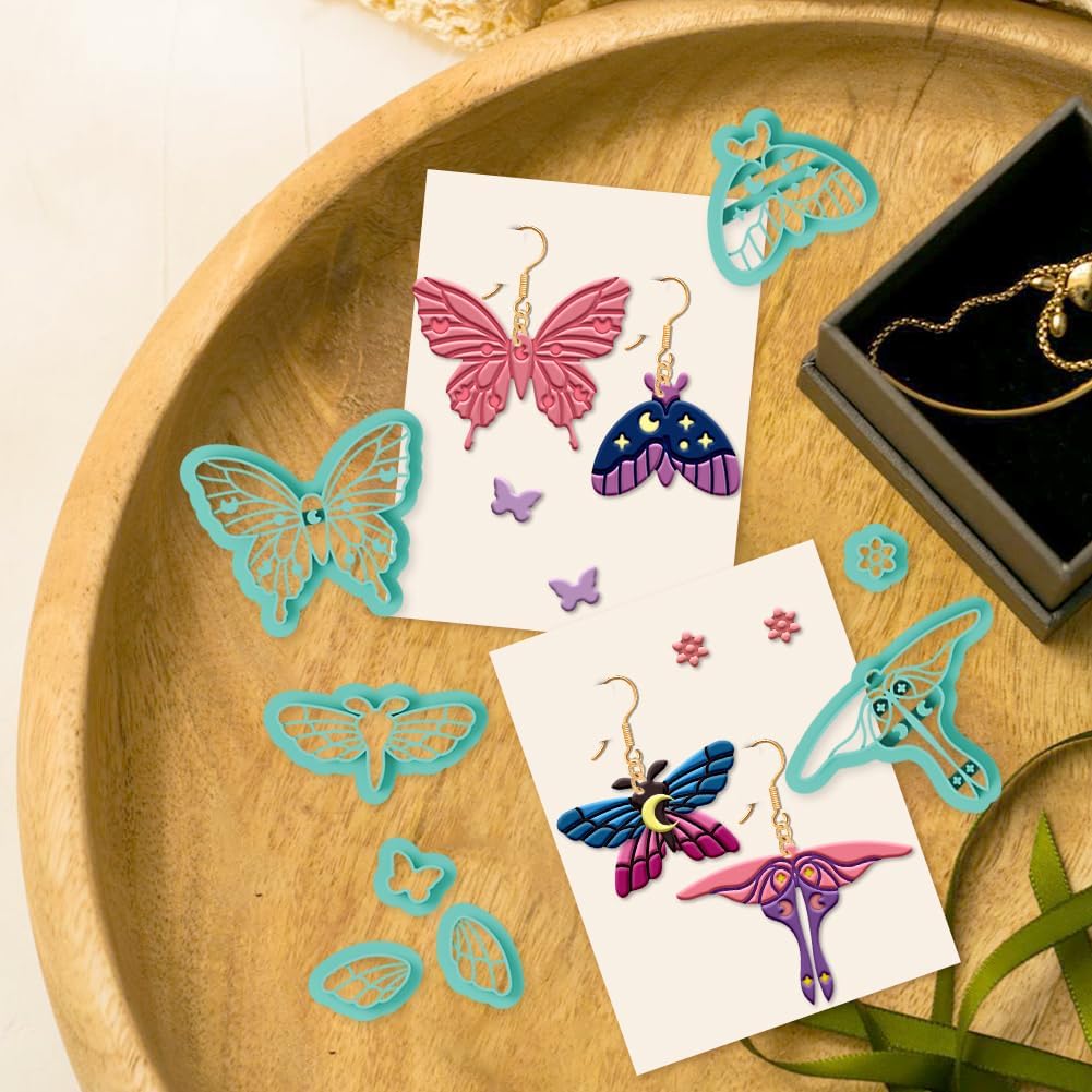 beinkmake 22Pcs Magic Moth Butterfly Polymer Clay Cutters Boho Clay Earrings Cutters Polymer Jewelry Cutter for Earrings Making Birthday Party DIY Supplies
