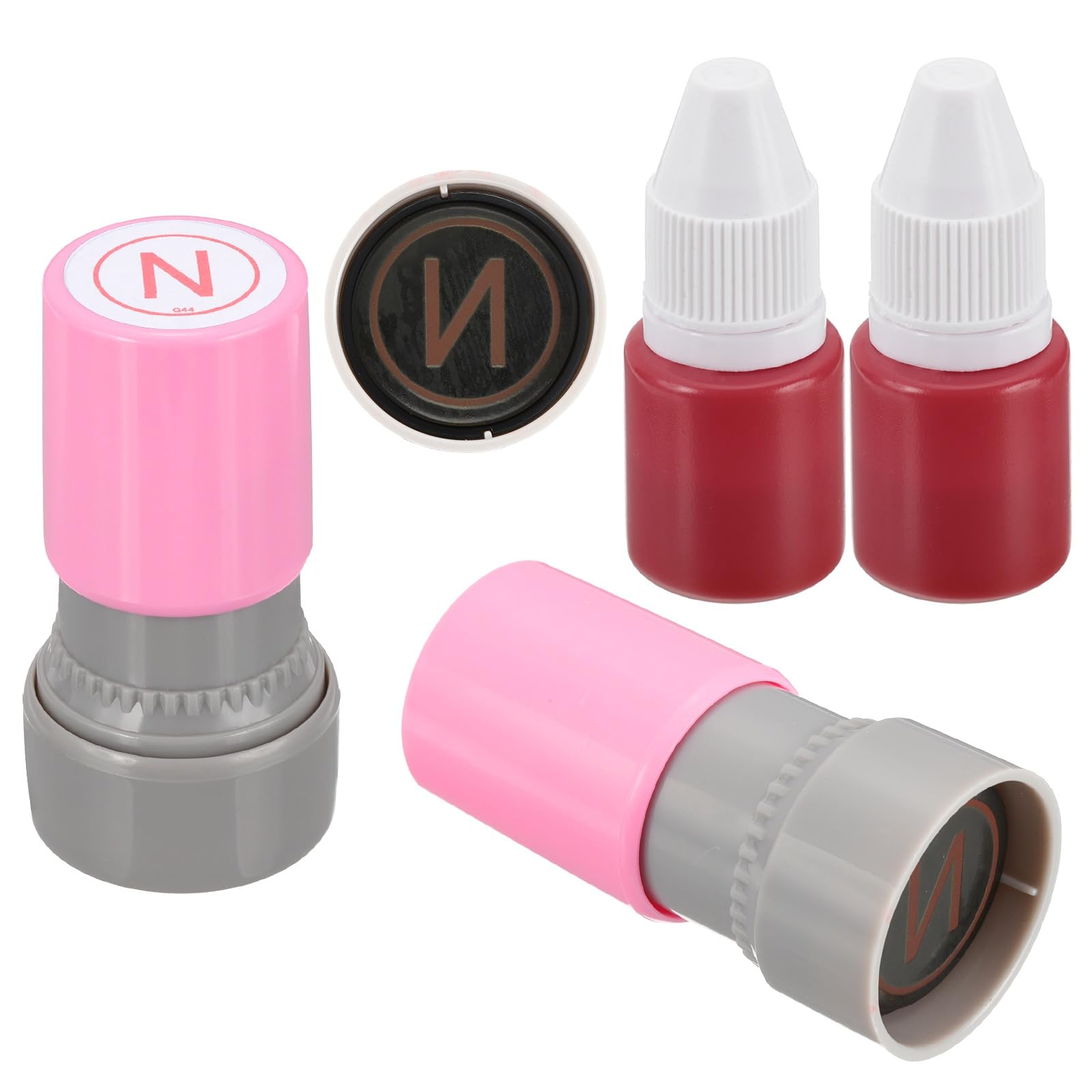 PATIKIL Letter Stamps Self Inking, 2Pcs Alphabet N Character Teacher Ink Initial Stamp with Refill Ink for Class Notebook Scrapbooking DIY Craft, Pink