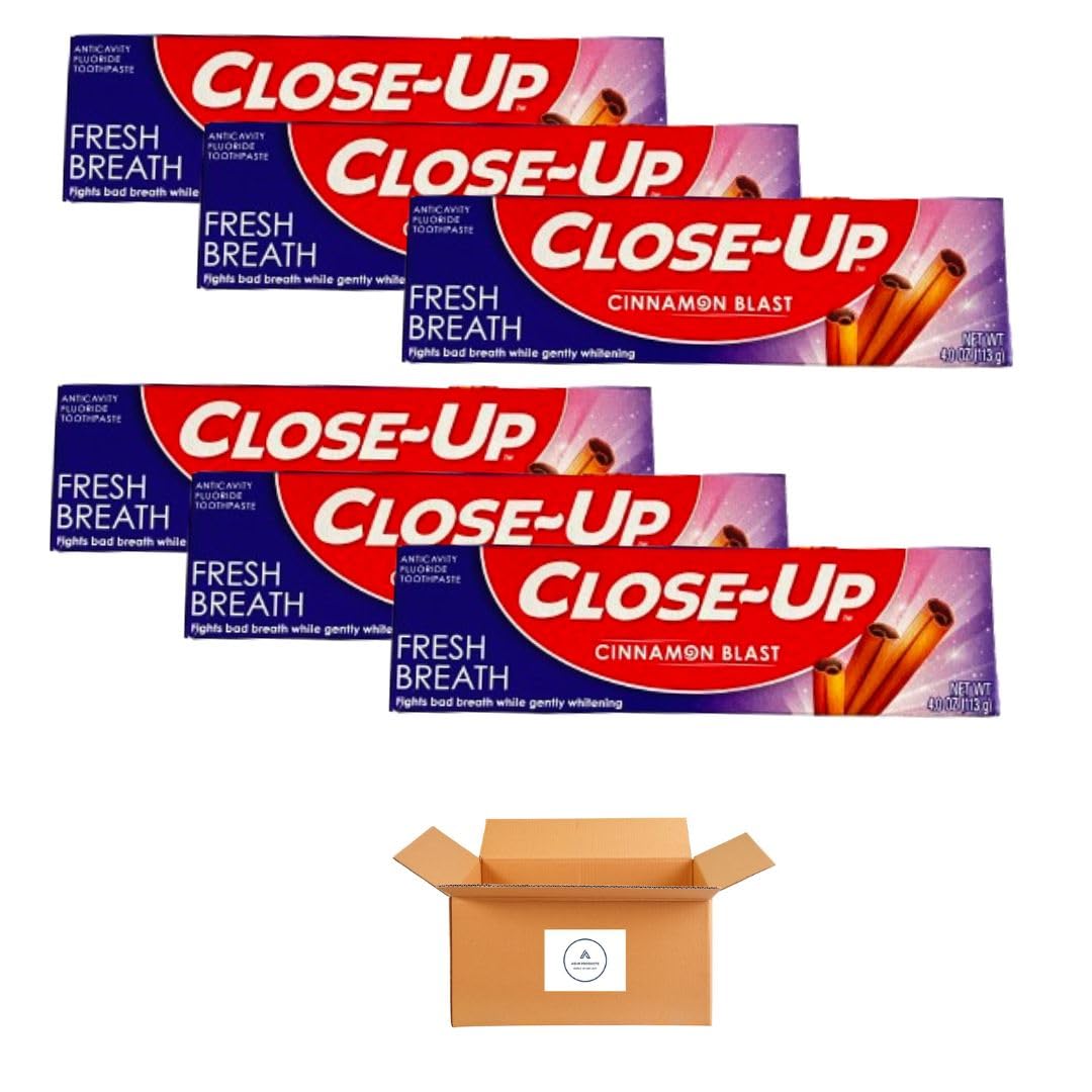 Close-Up Fluoride Toothpaste, Freshening Cinnamon Red Gel 4 oz (Pack of 6)