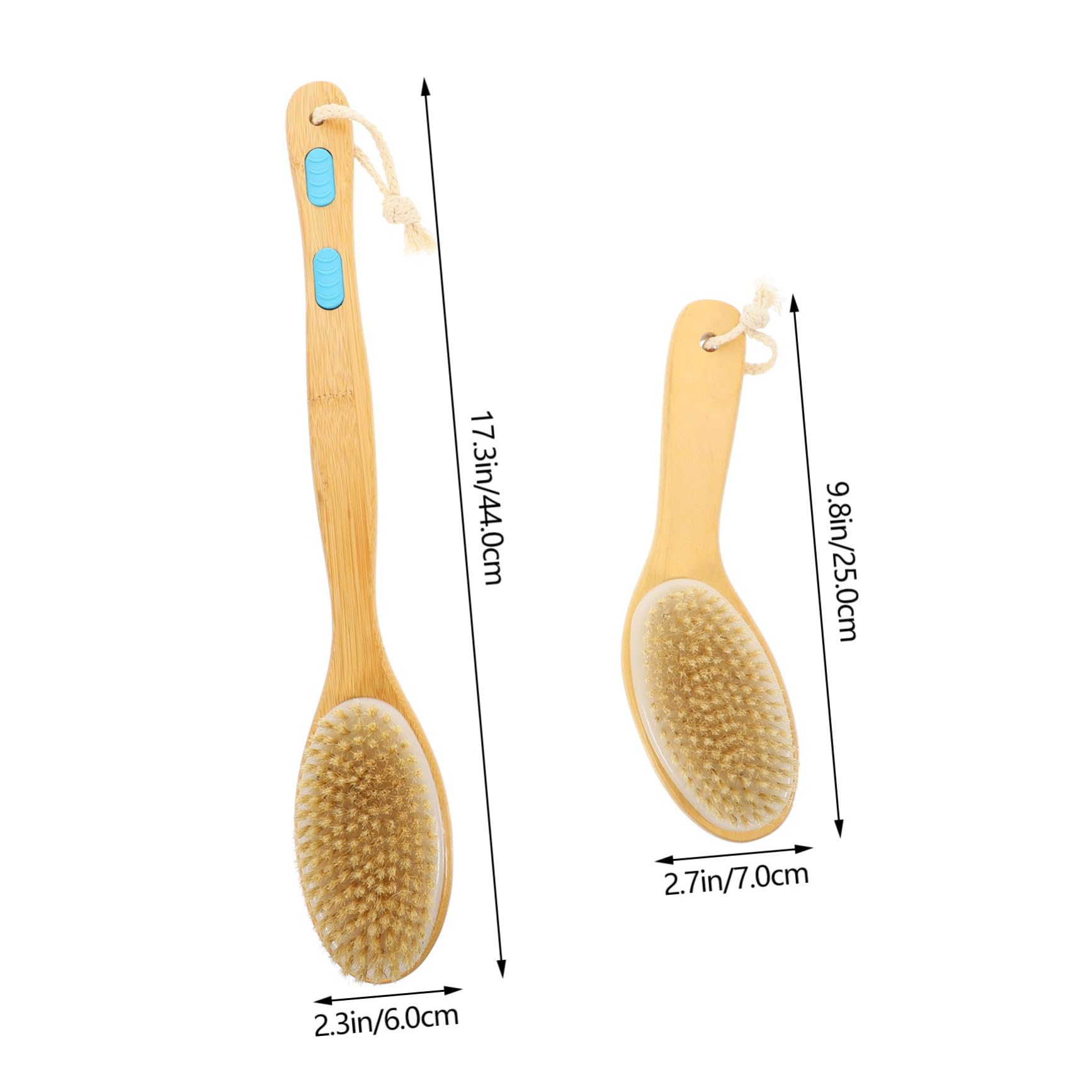 BESTYASH 2pcs Long Handle Body Bathing Brush Back Scrubber Exfoliating Tool for Full Body Cleansing Durable Material with Hanging