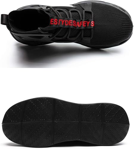 Miniatura 3 de Luolocsn Botas de seguridad de trabajo con punta de acero para hombres y mujeres, ligeras, transpirables, zapatos industriales y de construcción