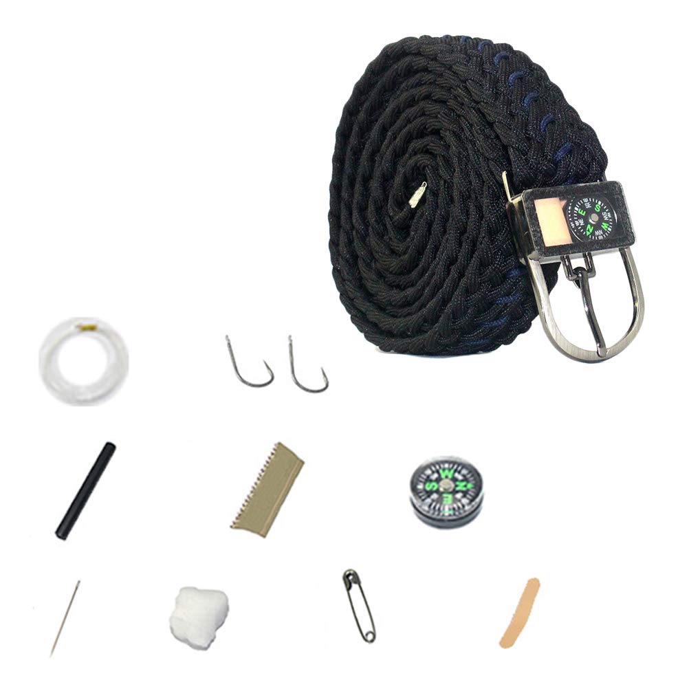 EisEyen Paracord Belt Nylon Outer for Handwoven Camping Hiking Rope, Black, 550 sterline