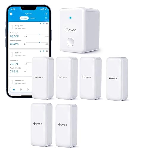 Miniatura 1 de Govee Paquete de 6 mini termómetro higrómetro H5100 con Govee nuevo termómetro higrómetro digital WiFi, para interiores y exteriores, puerta de