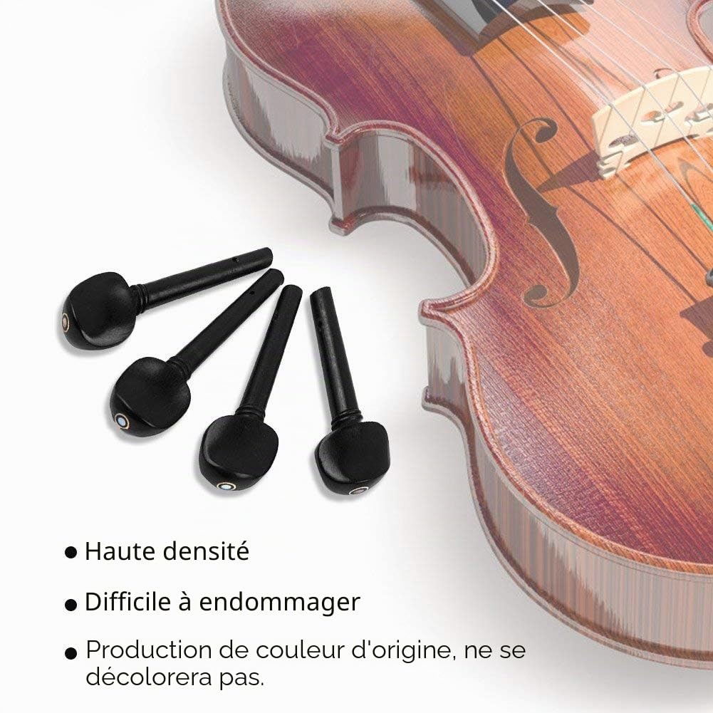 Dilwe Set de 4 Chevilles en Ébène pour Violon 4/4 - Accessoires de Réglage