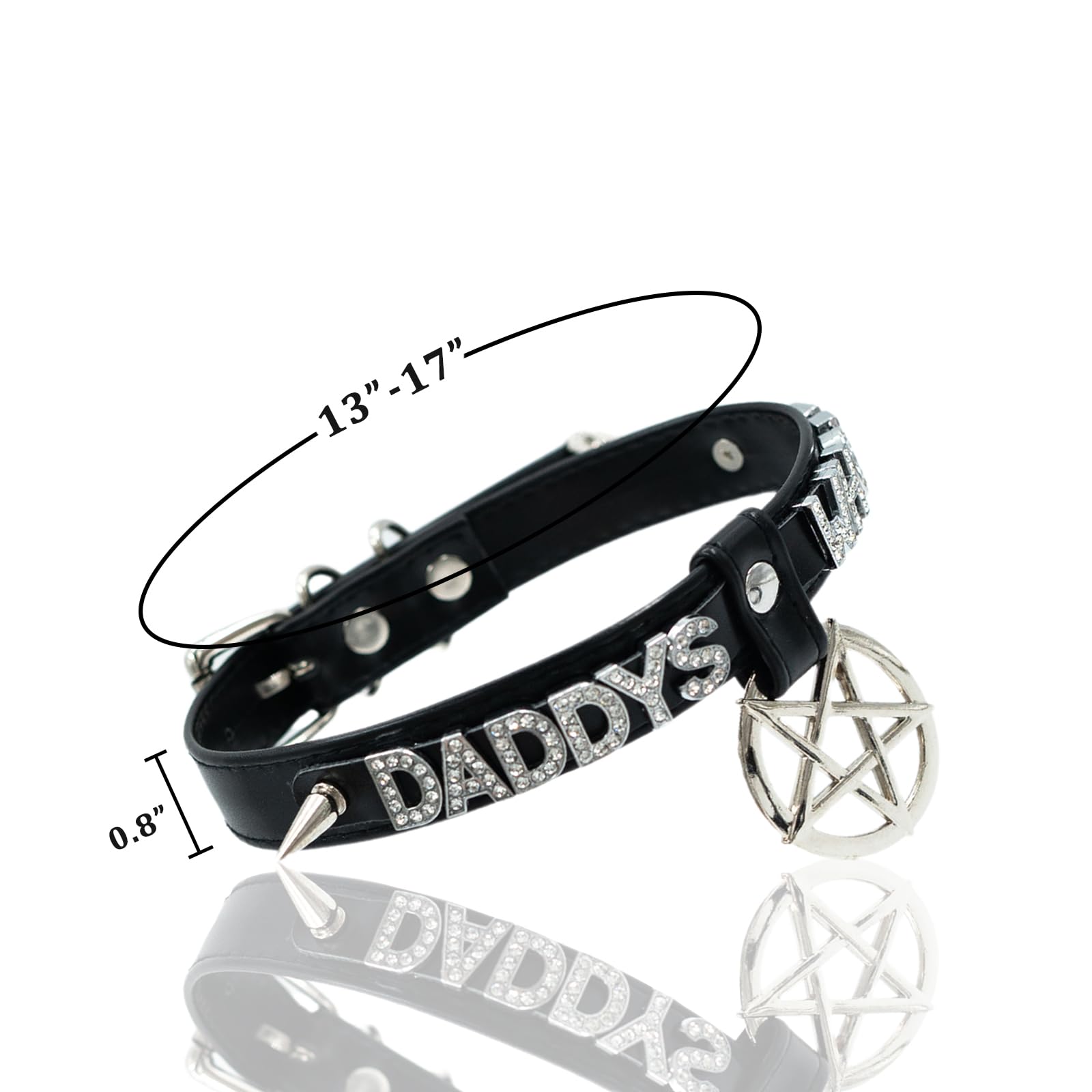 ADEMISHIA Black Pentagram Choker Collar For Women, Punk Gothic Vagen Leather Collar With Name Letters Adjustable Spiked Necklace: DADDYS GIRL