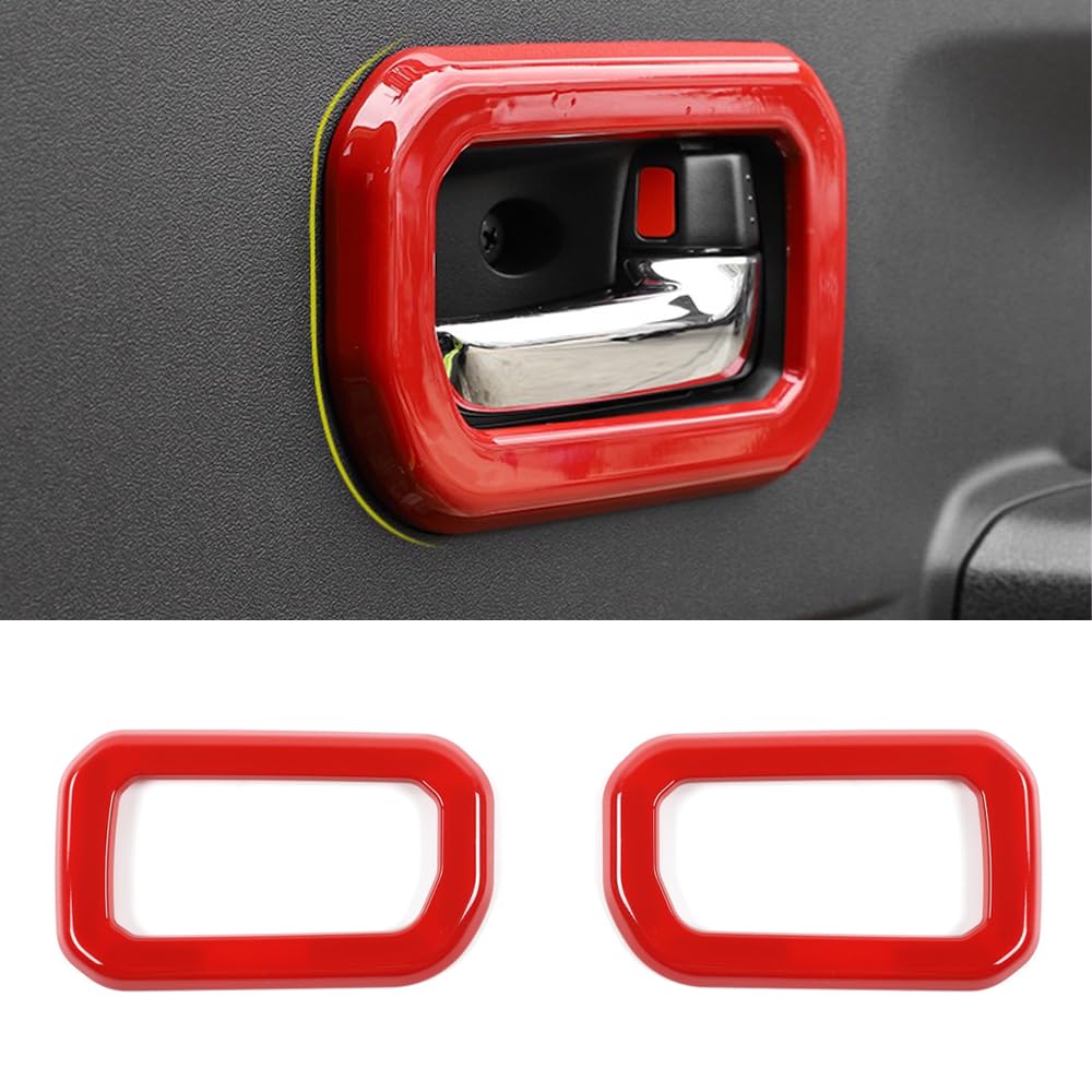 Interior Door Handle Trim Bezel Compatible with Suzuki Jimny 2019 2020 2021 2022 2023 2024 Inside Door Handle Bowl Decoartive Cover Accessories (Red)
