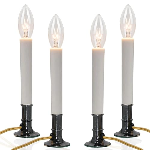 SUNSGNE Electric Christmas Window Candles with Nickel Plated Base, Electric
