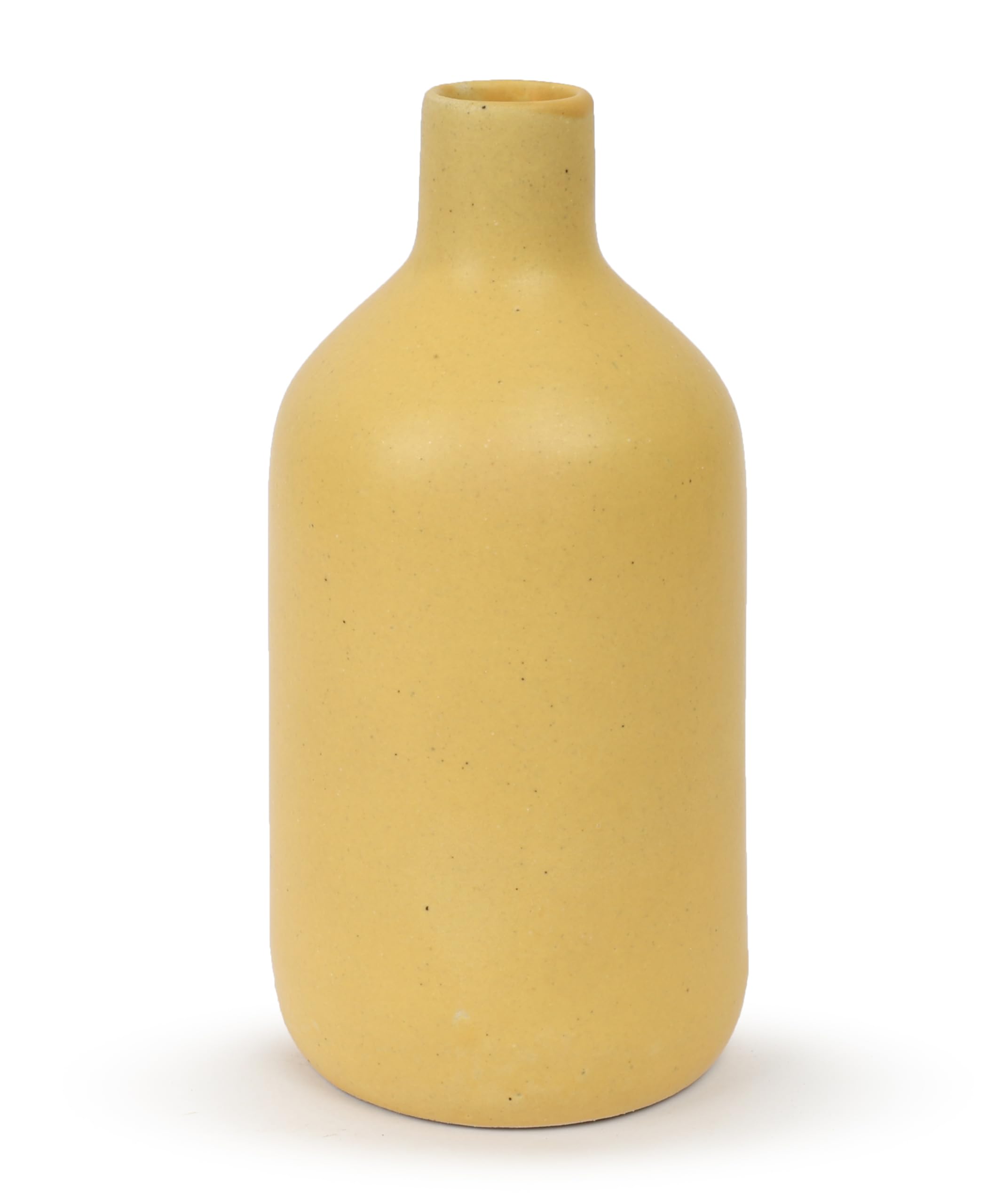 SPHINX Ceramic Stoneware Decorative Vase, Bottle Shape Ceramic Vase, Flower Vase, Pampas Grass Vase, Vase for Money Plant, Vase Home Decor Centrepiece, Office or Gifts- 15cm - Cream/Yellowish