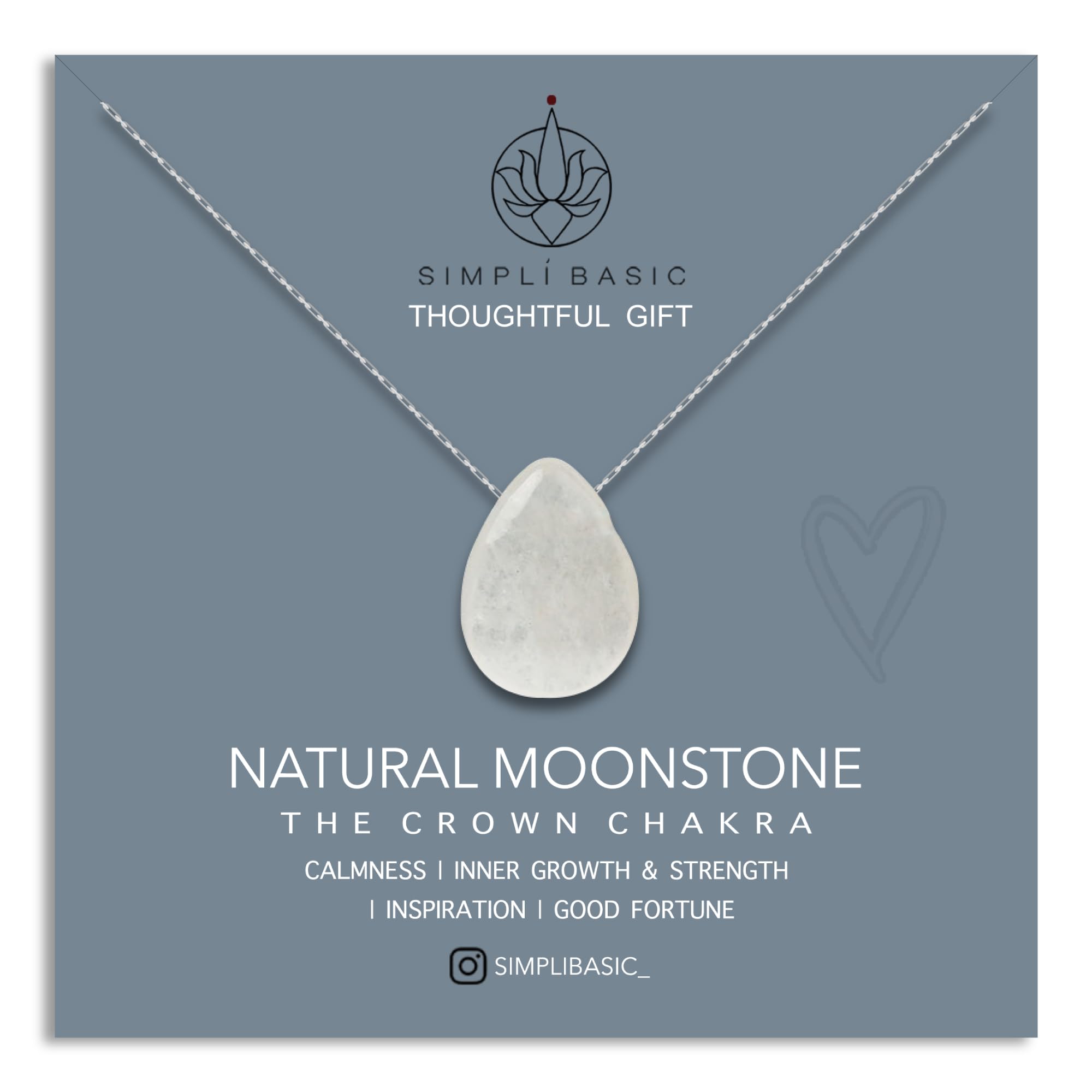 SIMPLÍ BASIC ORĀ Silver Floating Moonstone Pendant Necklace/Silver Jewellery for Women/Natural Healing Stone Charm/Presented in Gift Box
