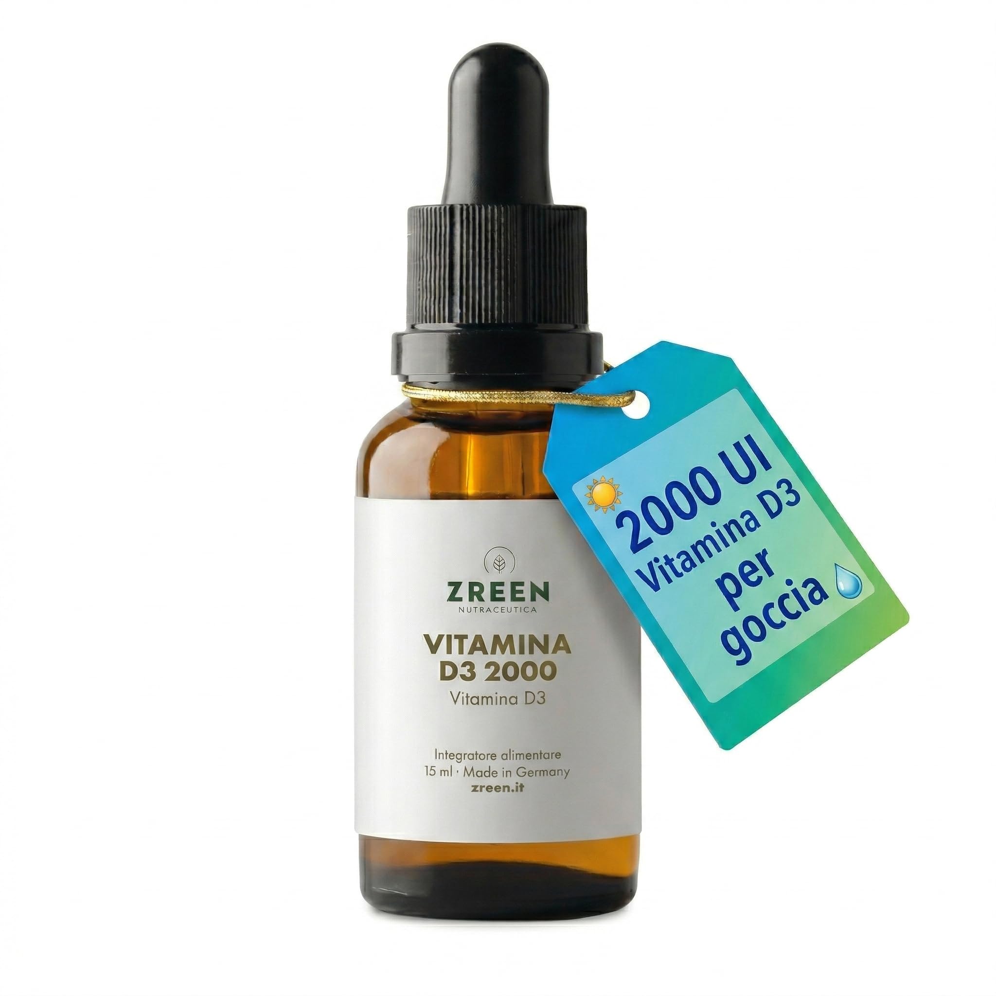 Vitamina D3 2000 UI Gocce – 15 ml (525 Gocce) con Olio di Cocco MCT – Formula in Olio Liquido – Per Adulti – Prodotto in Germania – Integratore Alimentare