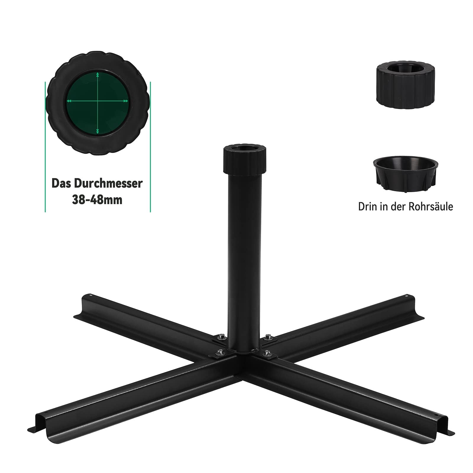 Sekey Schirmständer Platten Plattenständer für Schirmstöcke bis 38-48 mm,passend für Wegeplatten/Schirmständer（Lieferung ohne Platten）,Schwarz