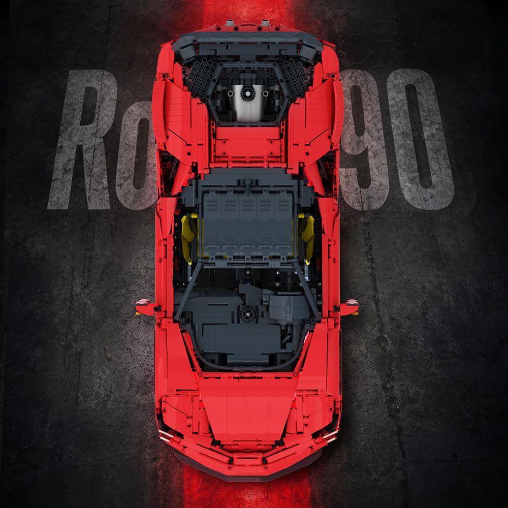 Set di mattoncini da costruzione di auto sportive rosse, modellino auto MOC, scala 1:8, grande regalo per adulti da collezionare ed esporre.