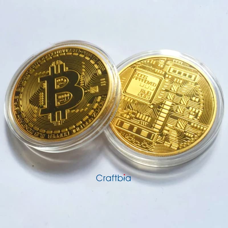 24K Gold Plated Crypto Currency BTC Coin with Protective case (Stand not Included), Physical Bitcoin for Collection 3