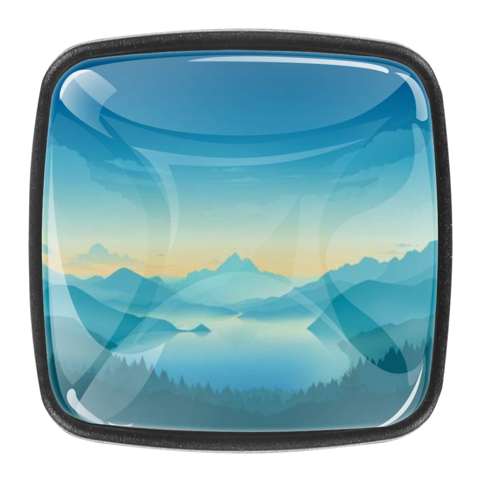 4 Black Decorative Cabinet Knobs Dresser Drawer Knobs Kitchen Cabinet Knobs Glass Surface Closet Door Knobs Colorscape