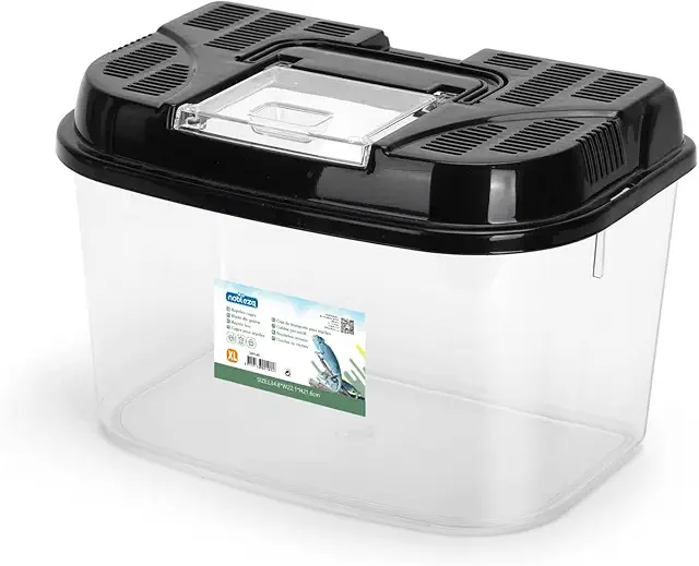 Terrario para Serpientes XL, Caja Transporte Reptiles y Anfibios Transparente