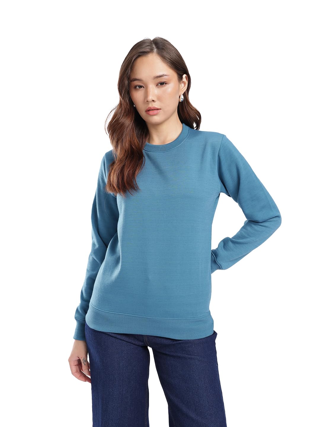 xyris Women Solid Round Neck Fleece Sweatshirt – Full Sleeve Pullover-XYRISWSWT91-Grey-picture-27