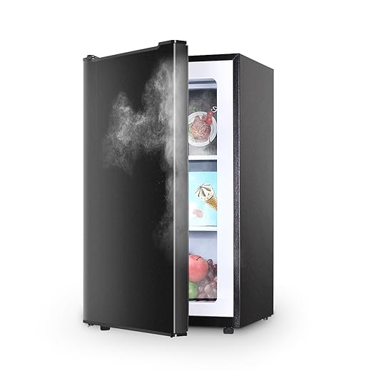 Black Upright freezer 3.5 Cu.ft, Compact Mini Freezer with Stainless Steel Reversible Door, 3 Adjustable Thermostat(23°F to -13°F), Quiet Stand Up Freezer for Apartment/Bedroom