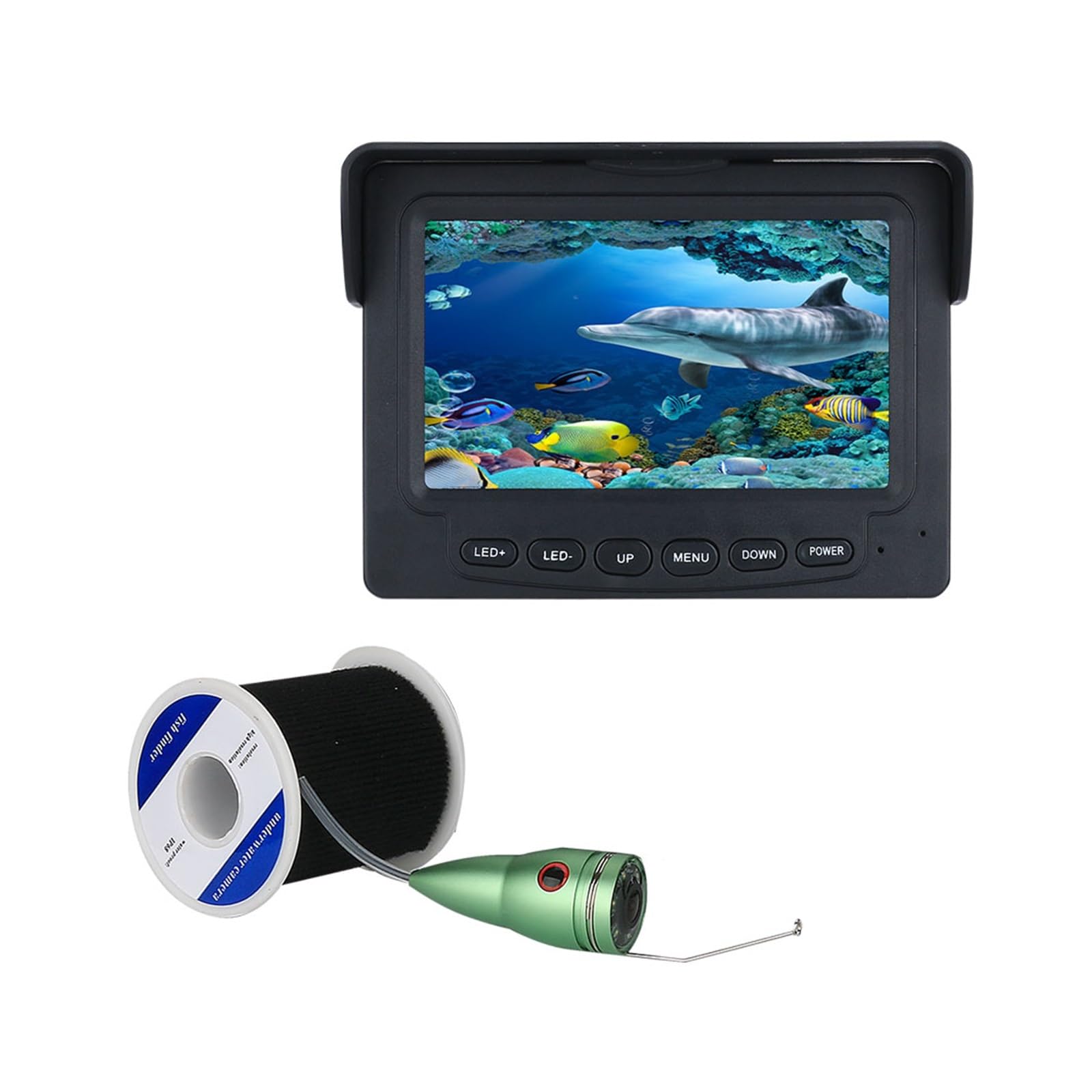 CVFRDD Underwater Fishing Camera 15M/30M 1000TVL Fish Finder Underwater Fishing Camera 4.3 Inch LCD Monitor 6PCS 1W White LED Night Vision For for Ice Sea Lake Boat Fishing(30M-W)