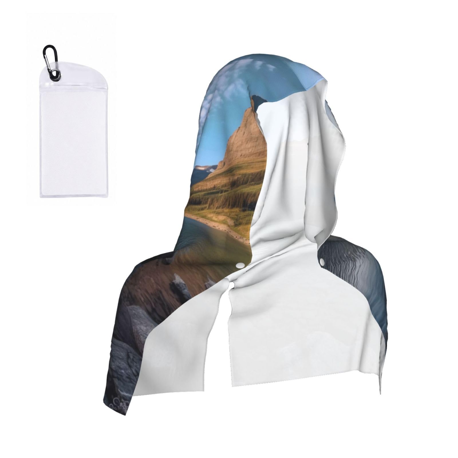 WXWJSHMGC Glacier National Park Print Cooling Hoodie Towel, Cooling Towels For Neck And Face Sun Protection Instant Cool Hoodie(Sport/Camping/Work Out/Hot Weather)