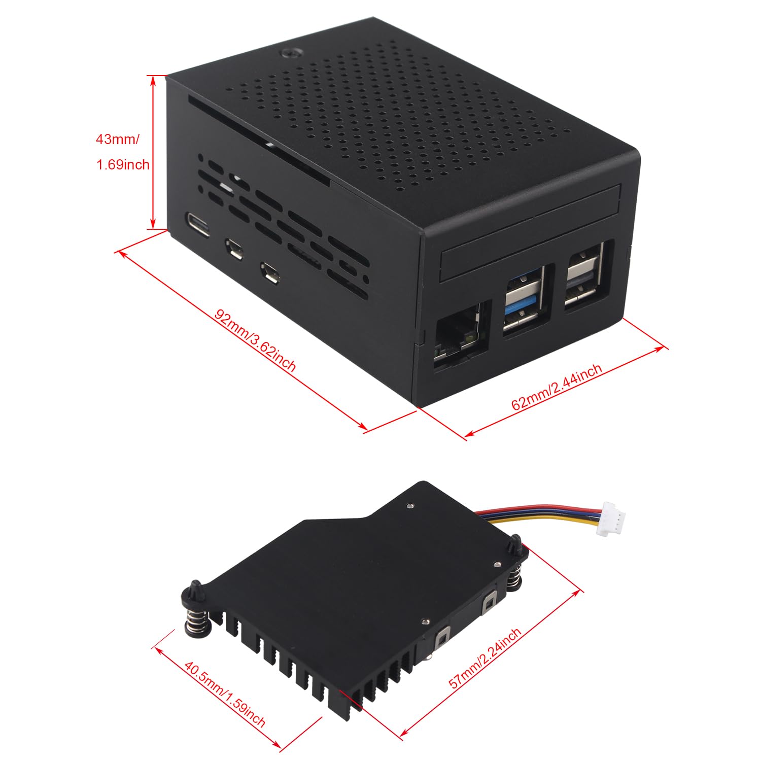 ZDE ZP511 PCIe to M.2 Key M NVMe SSD Hat with Aluminum Case ZC501 and Active Cooler ZP536 for Raspberry Pi 5 Support M.2 NVMe SSDs 2230 2242 2280
