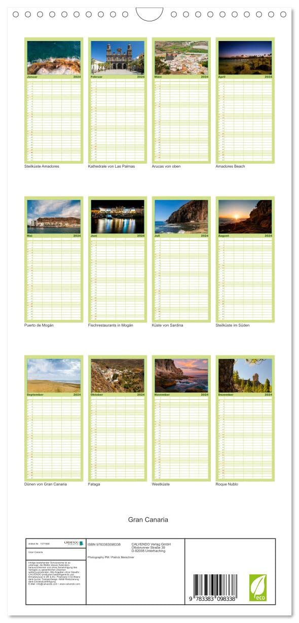 Familienplaner 2024 - Gran Canaria mit 5 Spalten (Wandkalender, 21 cm x 45 cm) CALVENDO: Die schönen Seiten der kanarischen Insel Gran Canaria (CALVENDO Orte)