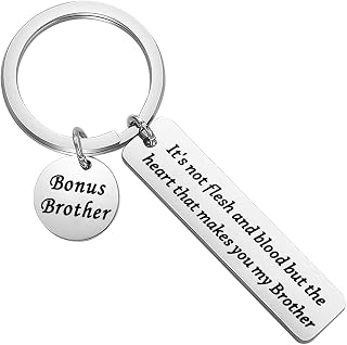 Stepbrother Gifts Adoption Keychain It's Not Flesh and Blood Gift for Stepbrother