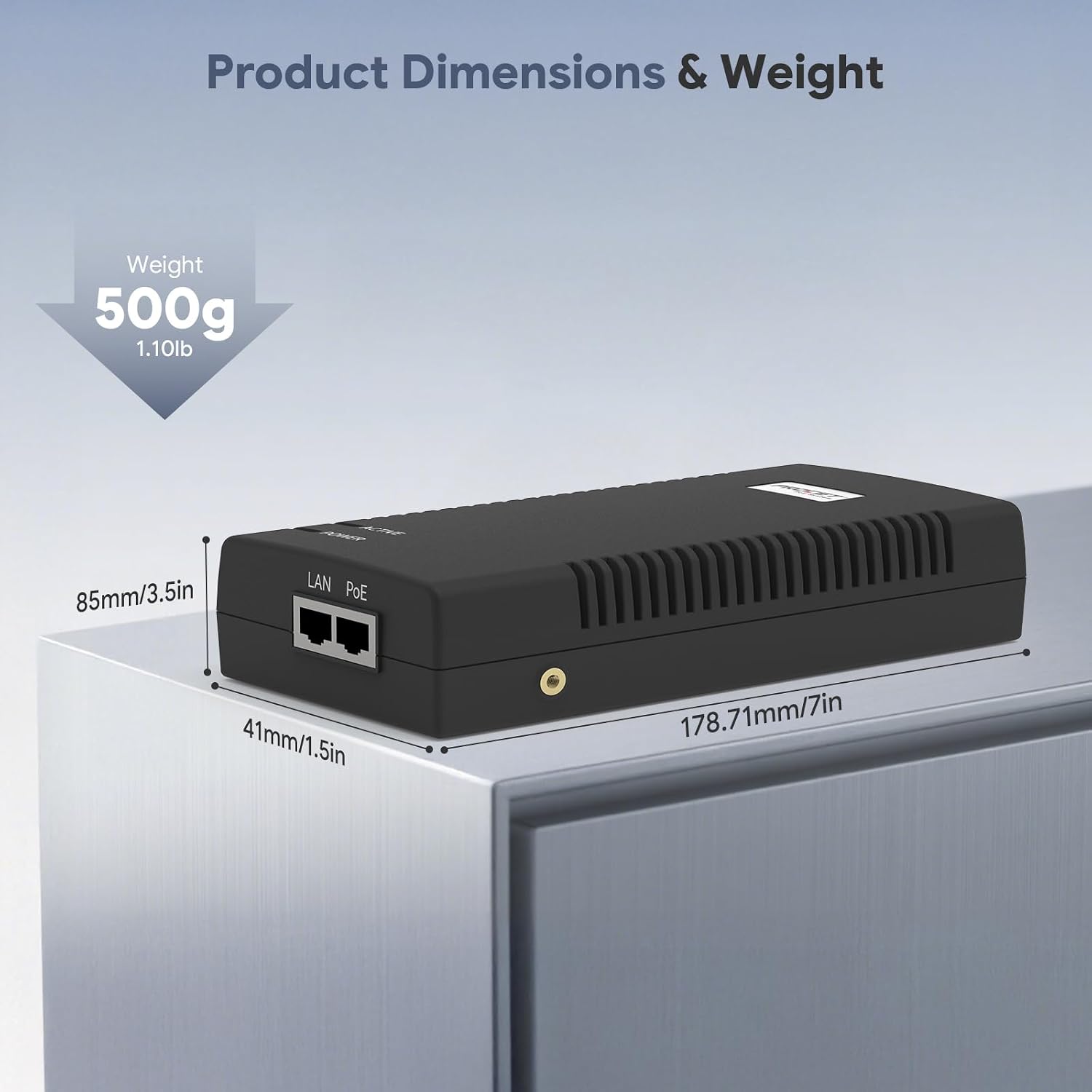 PROCET 10 Gigabit PoE Injector Active 90W IEEE802.3BT 10G, 6KV Surge Protection for eero PoE 7, UniFi U7 Pro, E7, Sisco Wireless Access Point, PTZ AI Turret Camera, Smart Factory, 5G Small Cell, Kiosk
