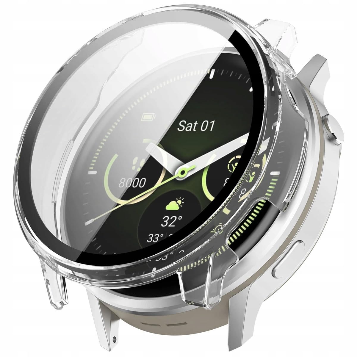 Bizon Case Watch Adamo Etui Ochronne ze Szkłem do Garmin Venu 4 45 mm, Ogólna Osłona Ochronna, Odporne na Zarysowania, Twarde Etui Ochronne z Poliwęglanu