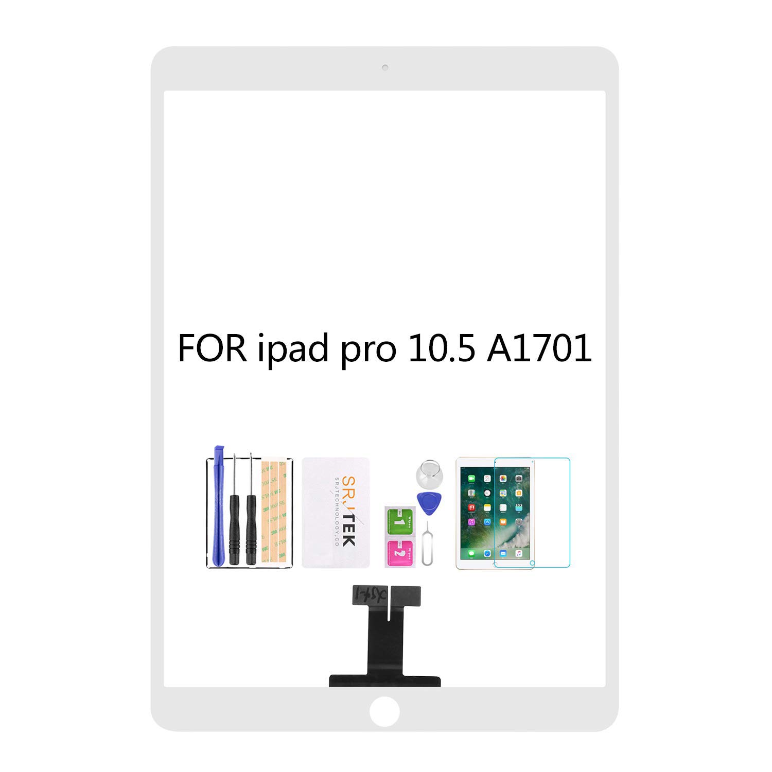 SRJTEK For iPad Pro 10.5 2017 A1701 A1709 Touch Screen Replacement Kit (Not LCD) For iPad Air 3 Digitizer 10.5 2019 A2153 A2123 A2152 Touch Panel Sensor Glass Repair Parts (White)