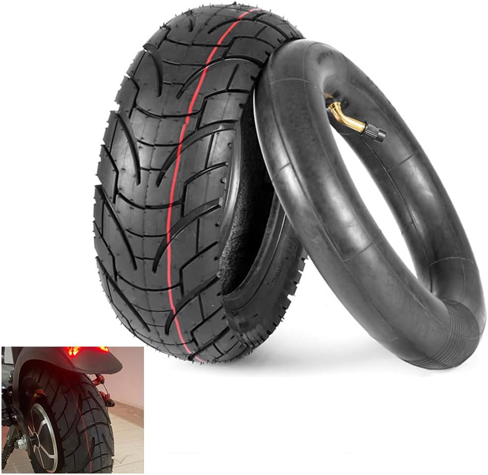 Scooter Tires 80/65-6 City Road Tire And 45° Inner Tube 10 Inches Motorcycle & Electric Scooter Tires Compatible With Apollo 2022 Explore Electric Scooter E-Bike 255x80 10x3.0 Tire