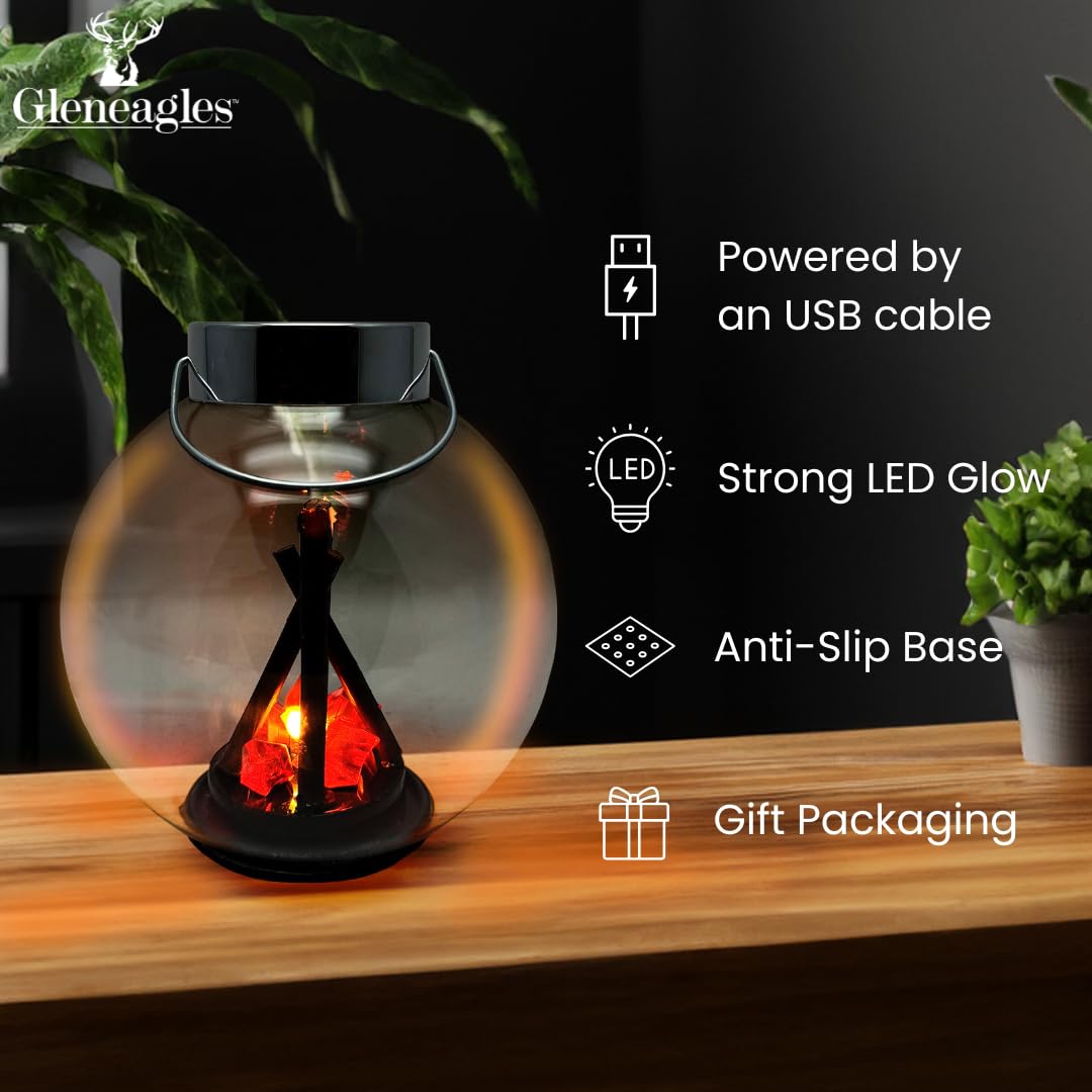 Cello Gleneagles Campfire LED Round Lantern, USB Powered, Realistic Flame Effect, Flameless Decoration Light - Image 3