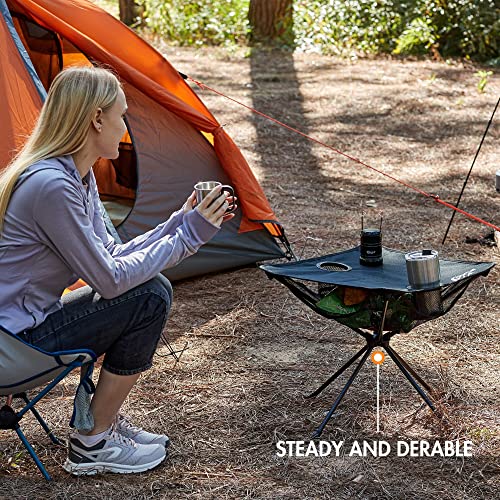 Portal Folding Camping Table, Ultralight Compact Aluminum Mesh Table With Carrying Bag, Small Beach Table Foldable Portable For Sand, Outdoor, Picnic, Camp, Boat, Travel, Black #TOP1