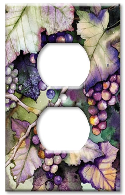 Art Plates - Outlet Cover OVERSIZE Switch Plate/OVER SIZE Wall Plate - Grapes and Leaves