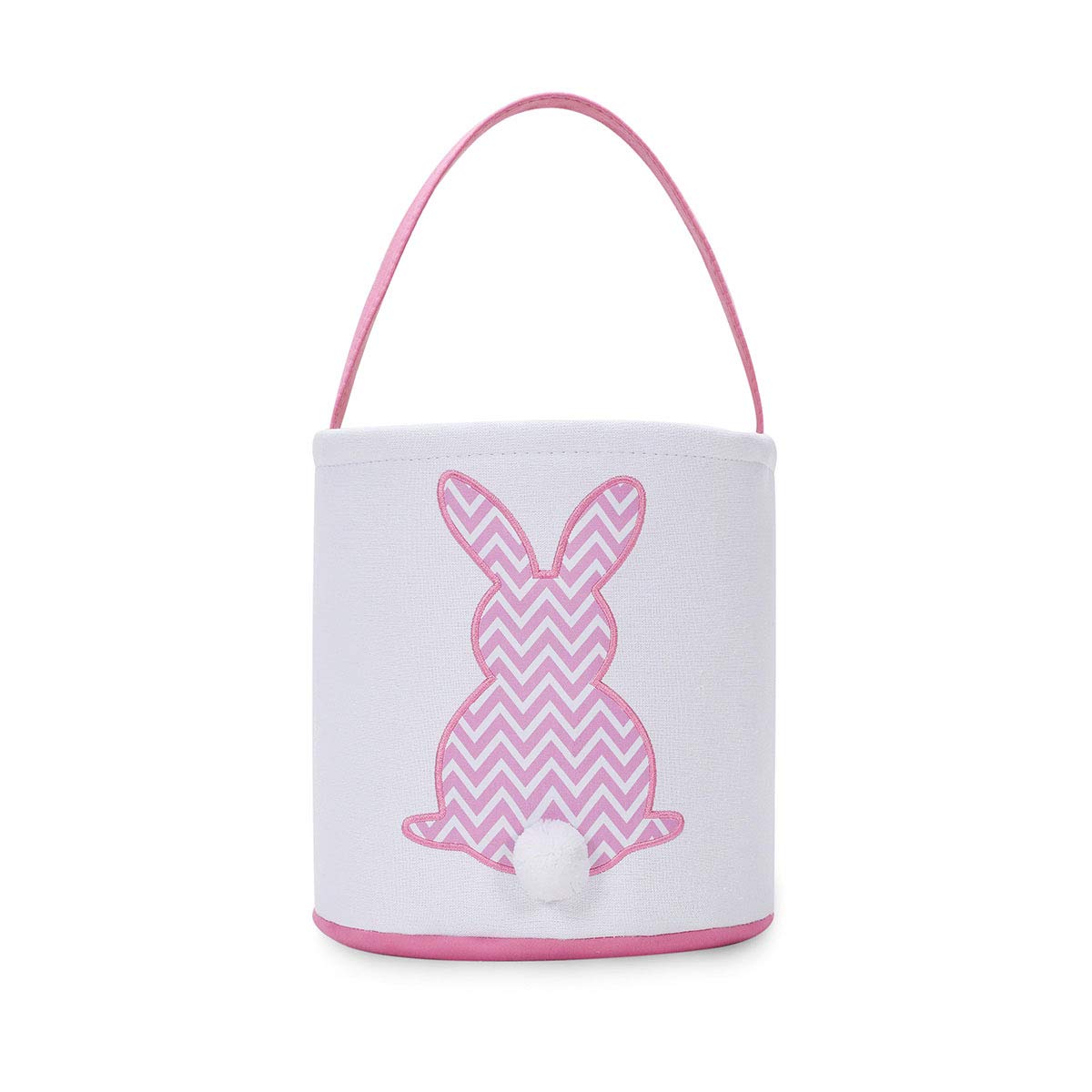 MONOBLANKS Easter Bunny Basket Bags, Rabbit Bucket Tote for Easter Egg Hunts Decorations Candy Gifts Storage (Pink(wave))